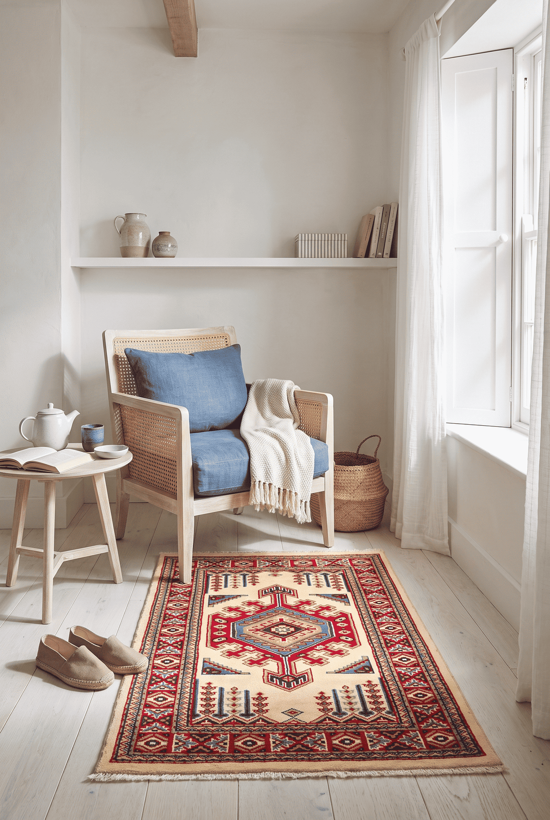 Cream Afghan Kazak Rug, hand-knotted, 63×90cm, photo 2