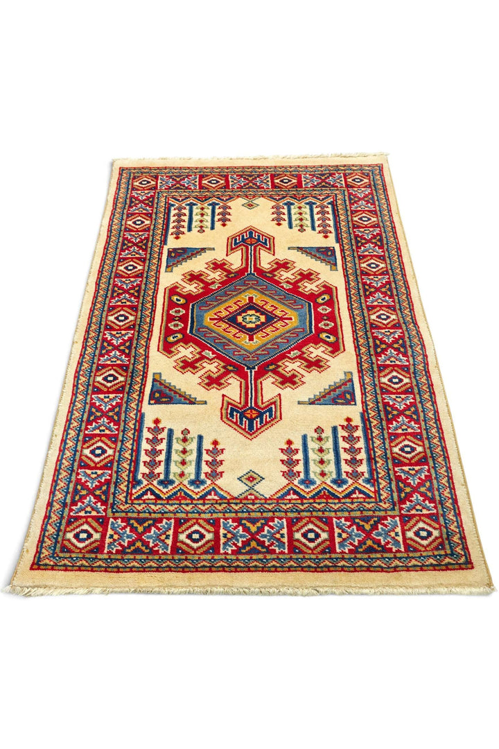 Cream Afghan Kazak Rug, hand-knotted, 63×90cm, photo 4
