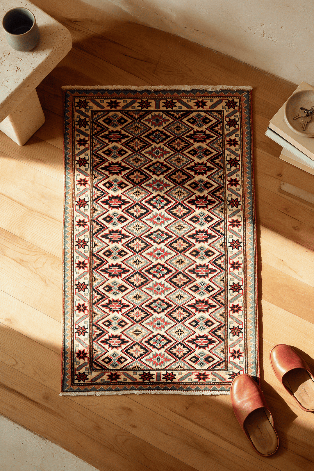 Cream Afghan Kazak Rug, hand-knotted, 63×92cm, photo 3
