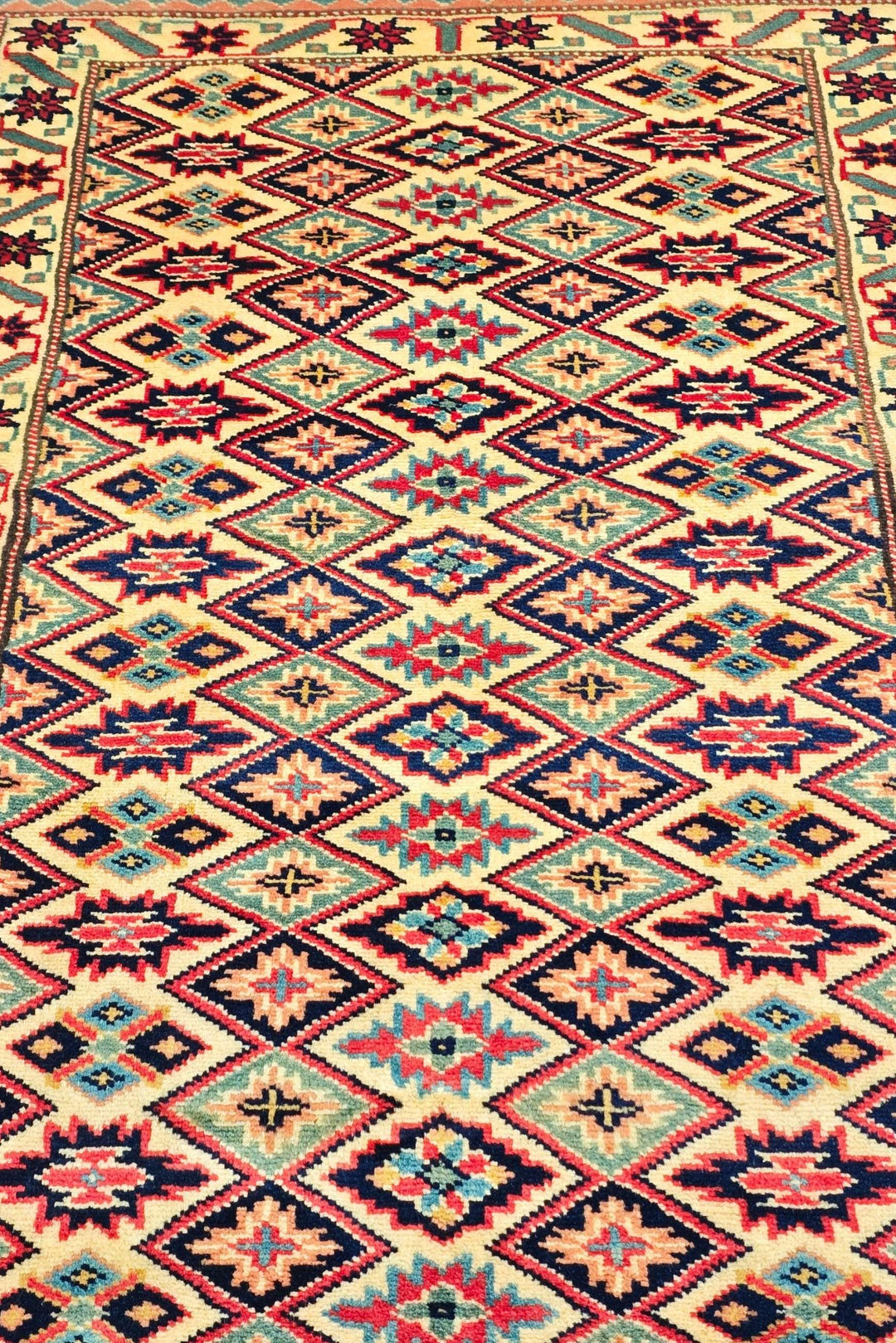 Cream Afghan Kazak Rug, hand-knotted, 63×92cm, photo 4