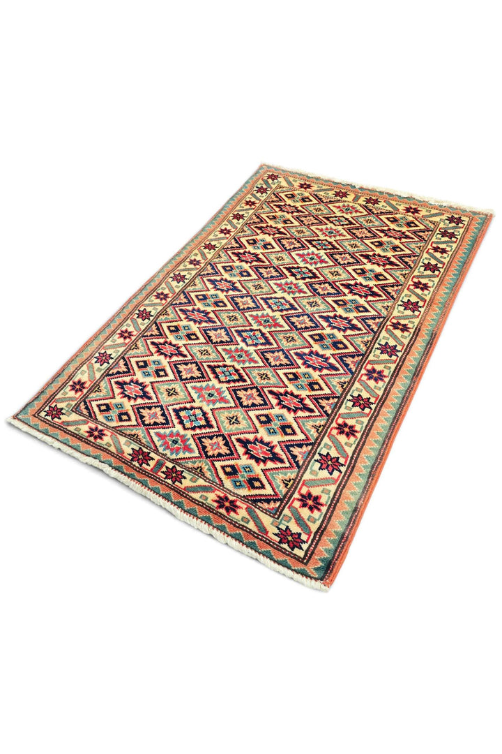 Cream Afghan Kazak Rug, hand-knotted, 63×92cm, photo 6