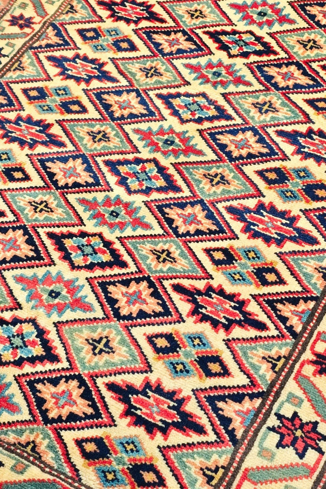 Cream Afghan Kazak Rug, hand-knotted, 63×92cm, photo 8