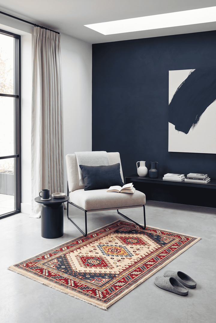 Cream Afghan Kazak Rug, hand-knotted, 65×93cm, photo 2