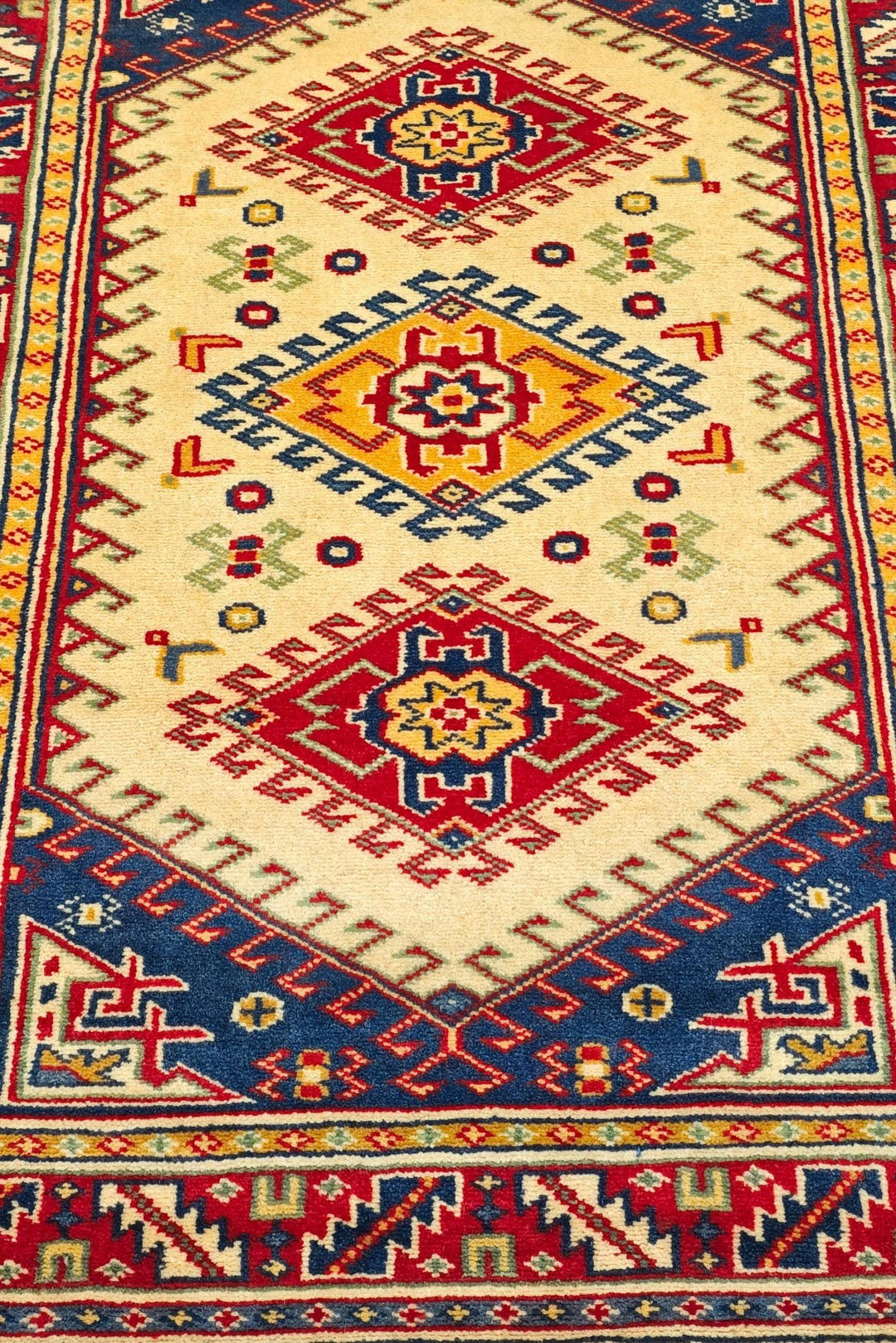 Cream Afghan Kazak Rug, hand-knotted, 65×93cm, photo 3