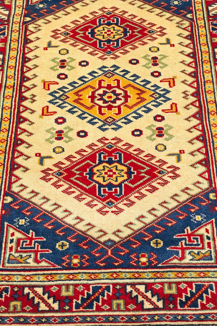 Cream Afghan Kazak Rug, hand-knotted, 65×93cm, photo 3