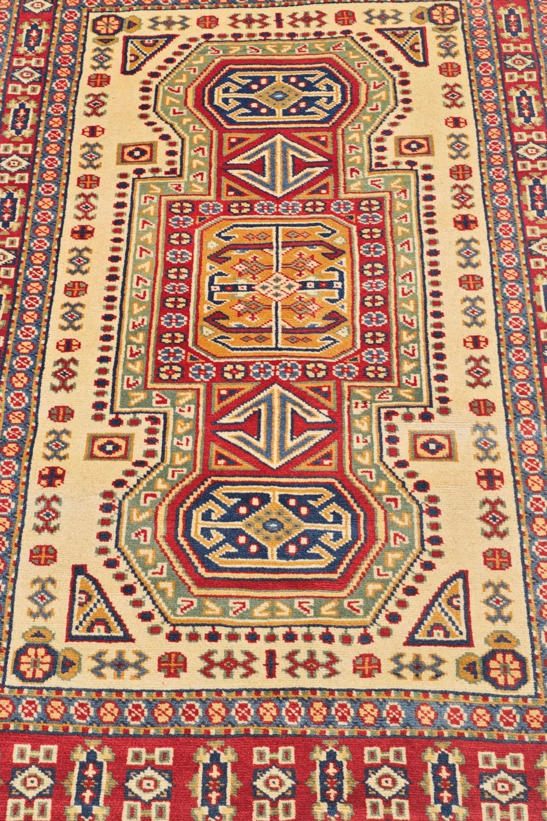 Cream Afghan Kazak Rug, hand-knotted, 79×127cm, photo 3
