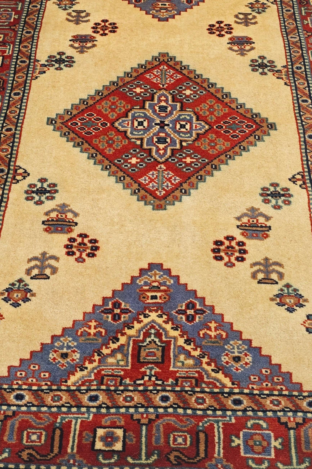 Cream Afghan Kazak Rug, hand-knotted, 80×115cm, photo 3
