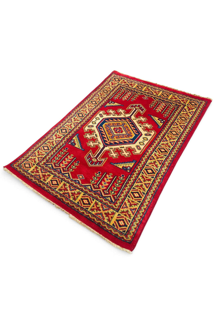 Crimson Afghan Kazak Rug, hand-knotted, 62×90cm, photo 5