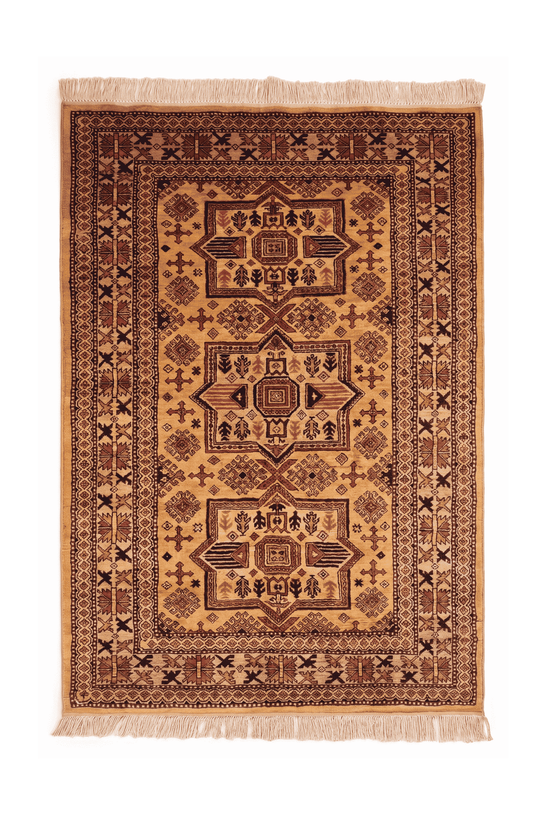 Gold star medallion Kazak rug, 122×176cm, about 1.5 tatami