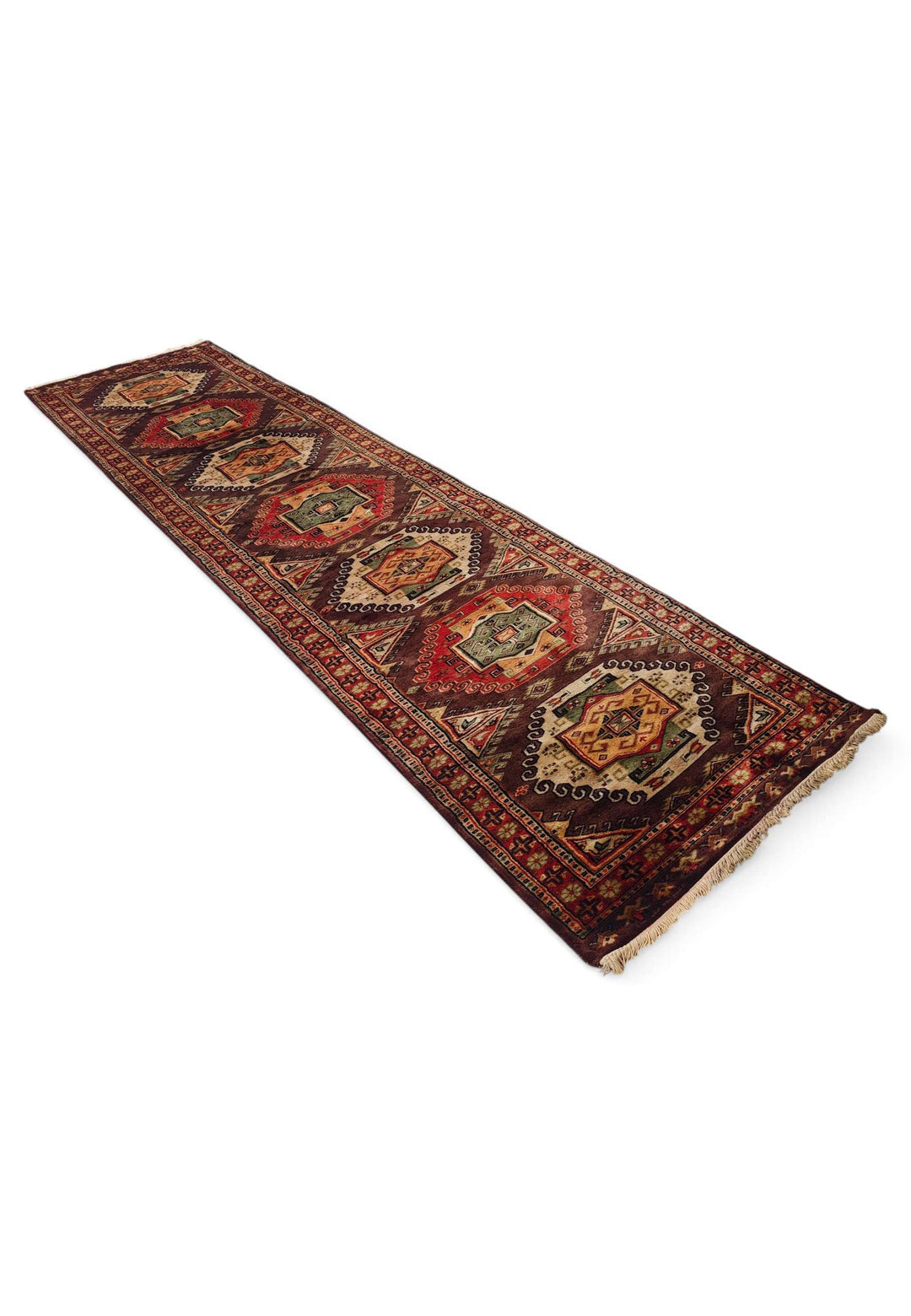 Espresso madder Kazak runner 79×300cm, Caucasian design