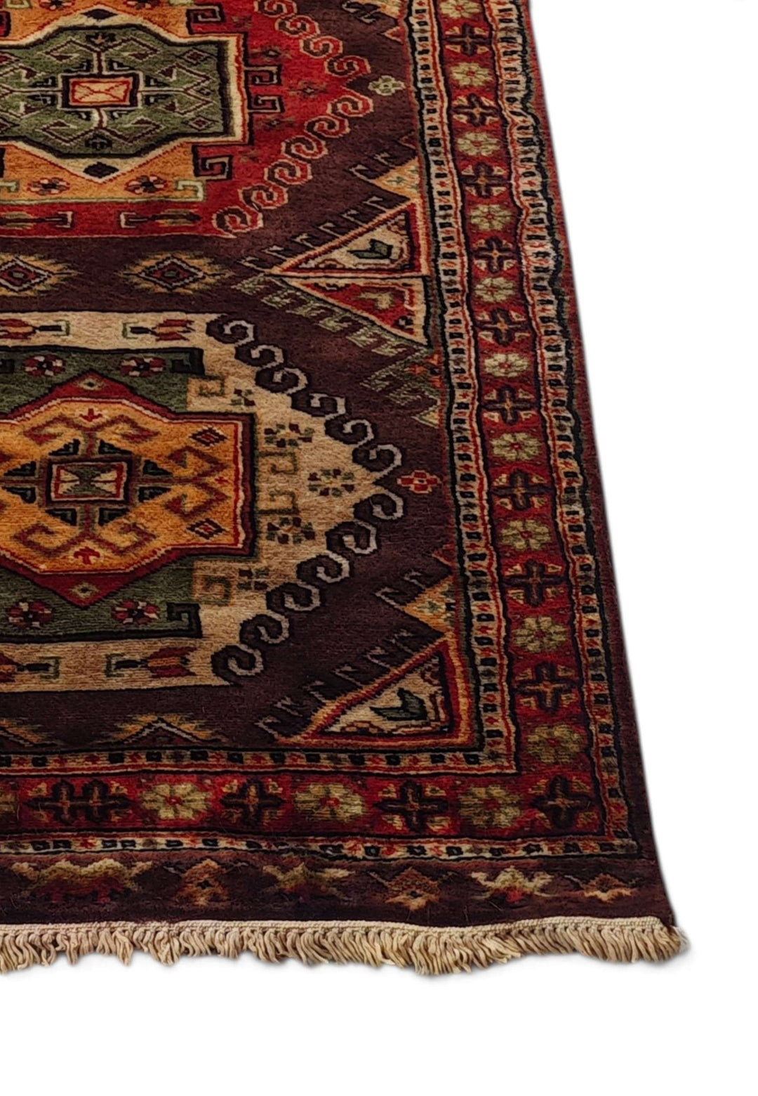 Corner of espresso Kazak hand-knotted runner