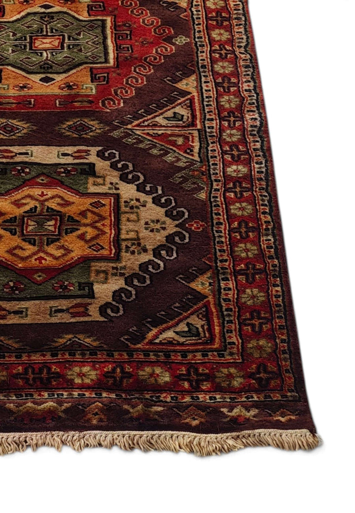 Corner of espresso Kazak hand-knotted runner