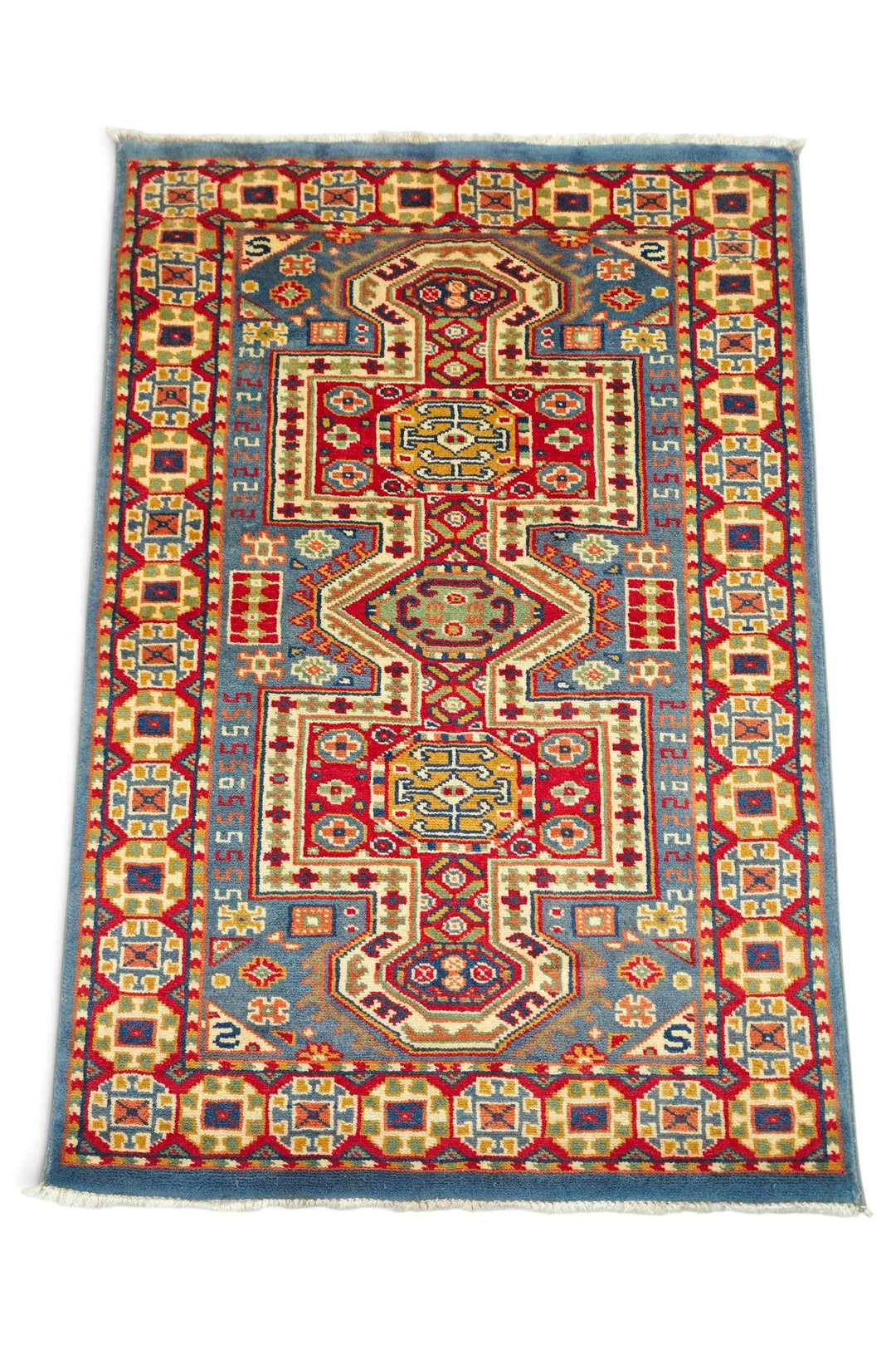 Multicolor Afghan Kazak Rug, hand-knotted, 63×94cm, photo 5
