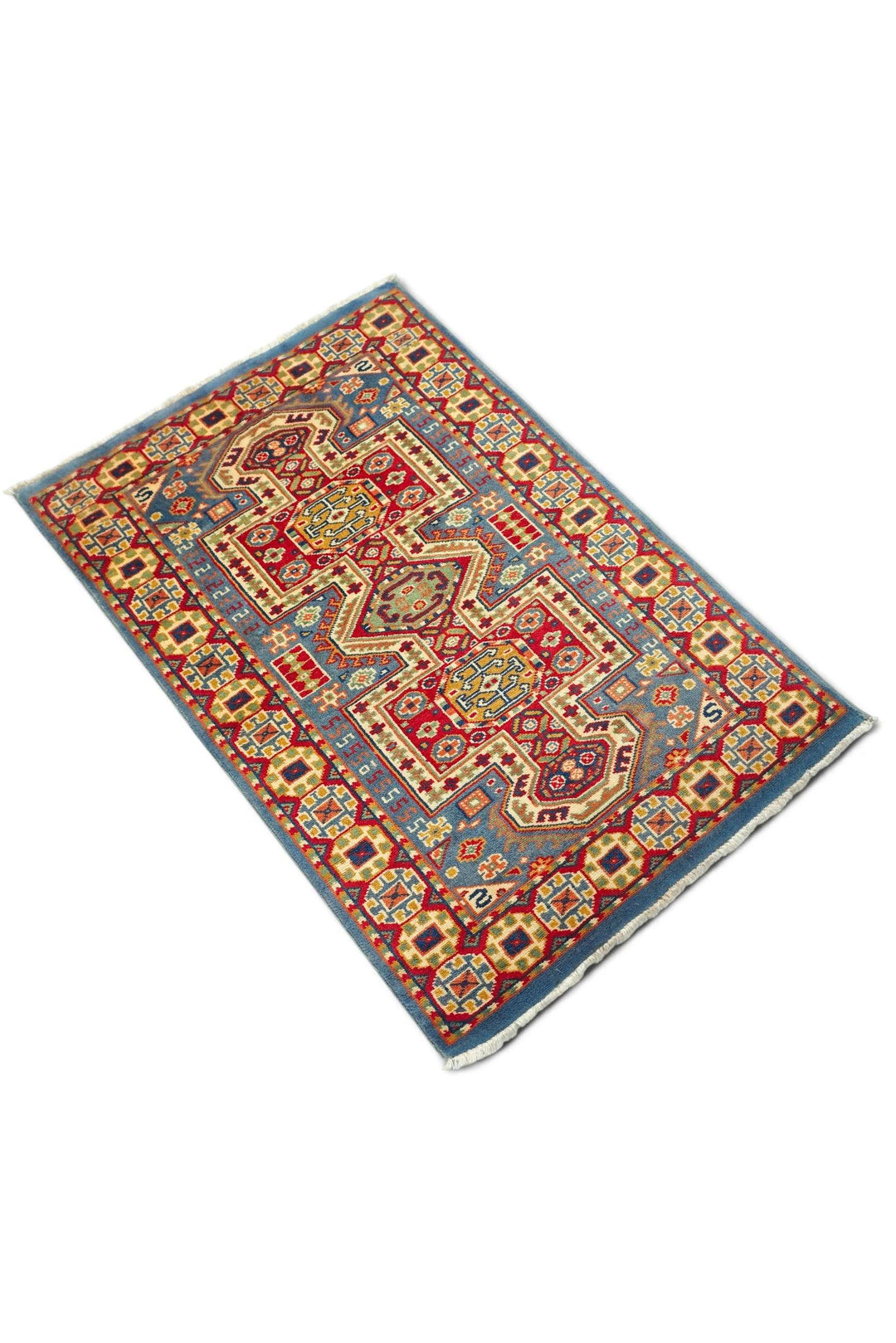 Multicolor Afghan Kazak Rug, hand-knotted, 63×94cm, photo 6