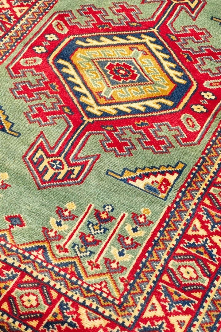 Pistachio Green Afghan Kazak Rug, hand-knotted, 66×93cm, photo 7