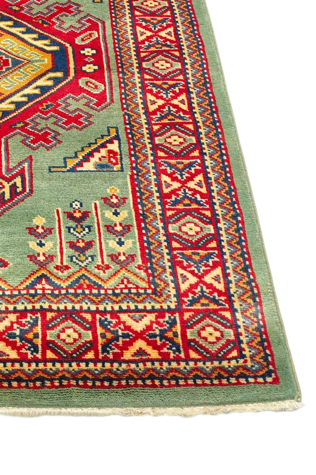 Pistachio Green Afghan Kazak Rug, hand-knotted, 66×93cm, photo 8