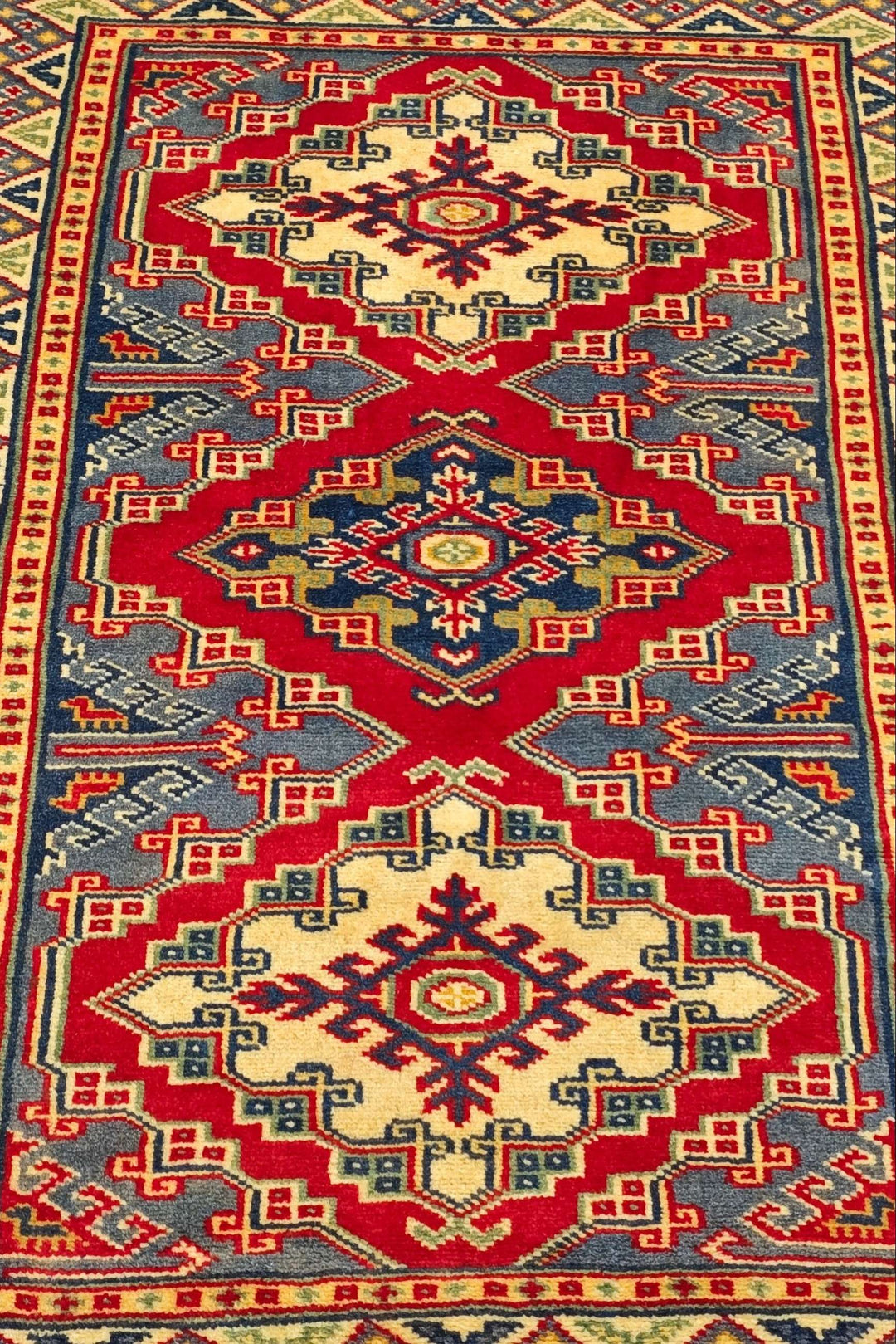 Red Afghan Kazak Rug, hand-knotted, 65×87cm, photo 3