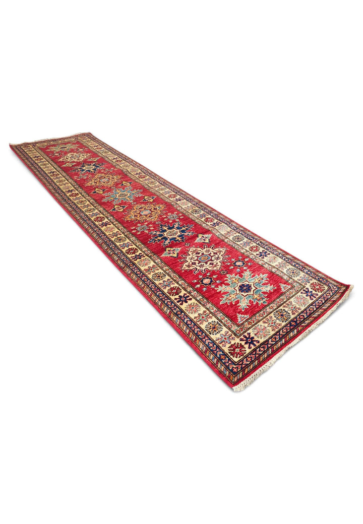 Red cream Kazak runner 81×309cm, Caucasian design
