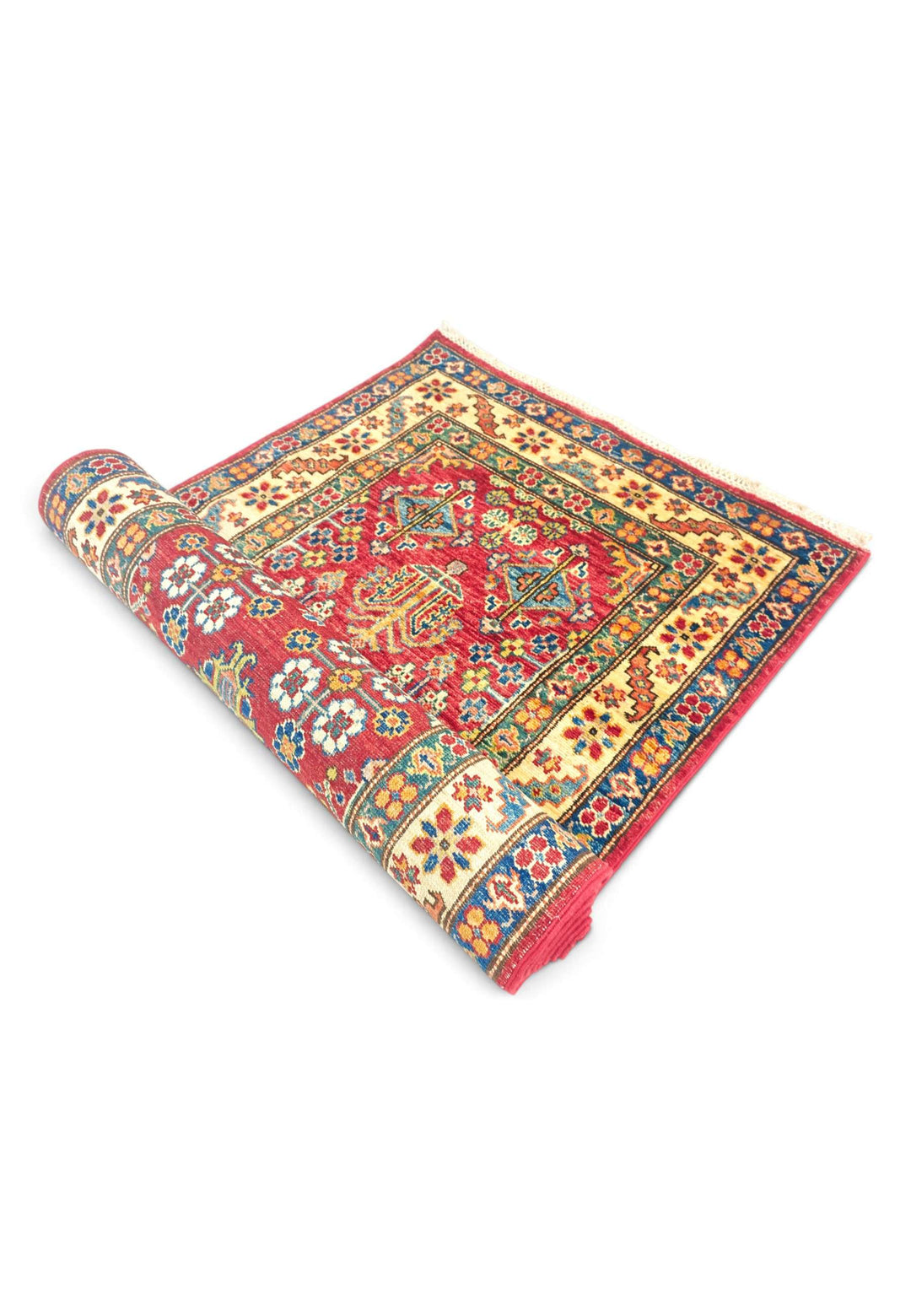 Red and ivory Kazak runner for a long hallway