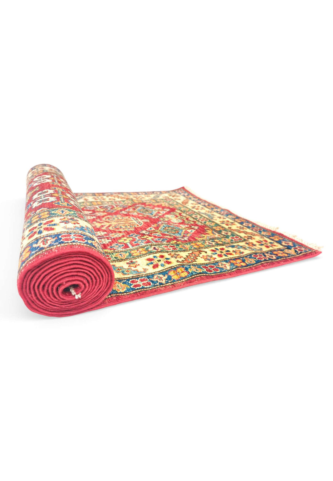 One-of-a-kind red and ivory all-over floral Kazak runner