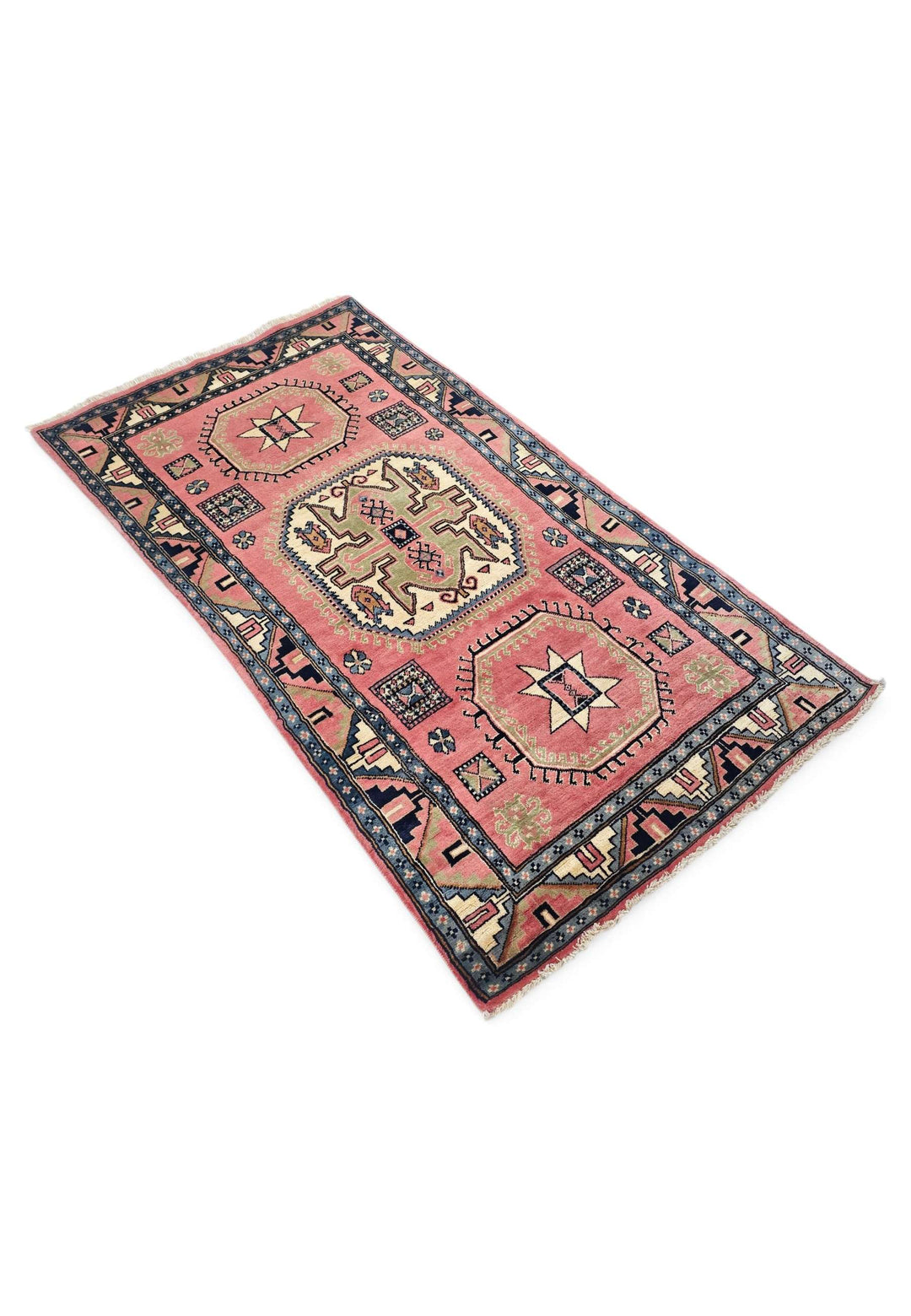 Rose ivory Kazak rug 86×170cm, Caucasian design