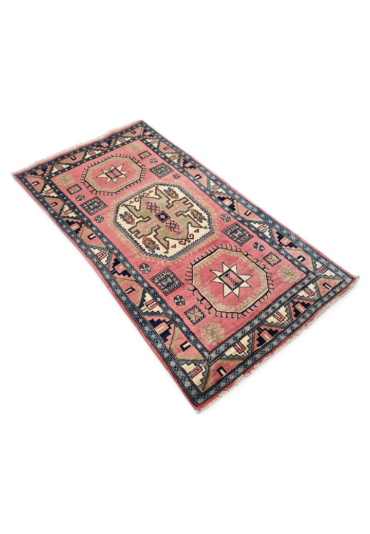 Rose ivory Kazak rug 86×170cm, Caucasian design