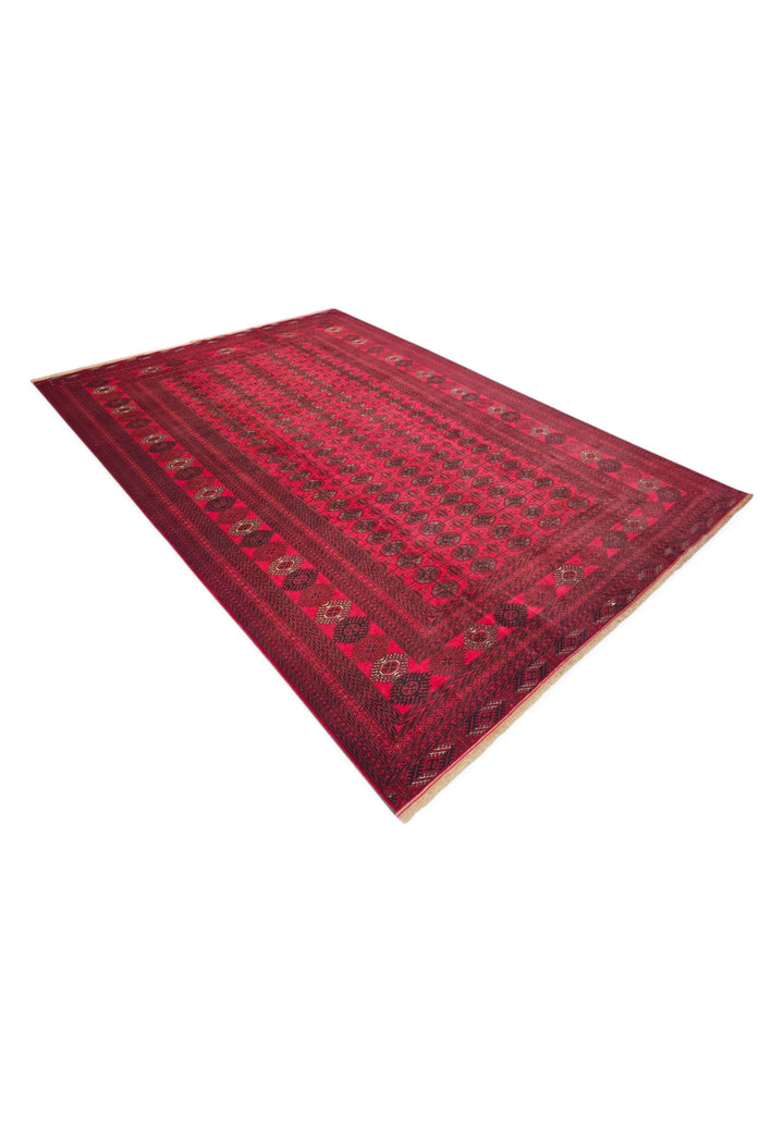 Bright red Afghan wool rug 200×289cm, Afghanistan craftsmanship