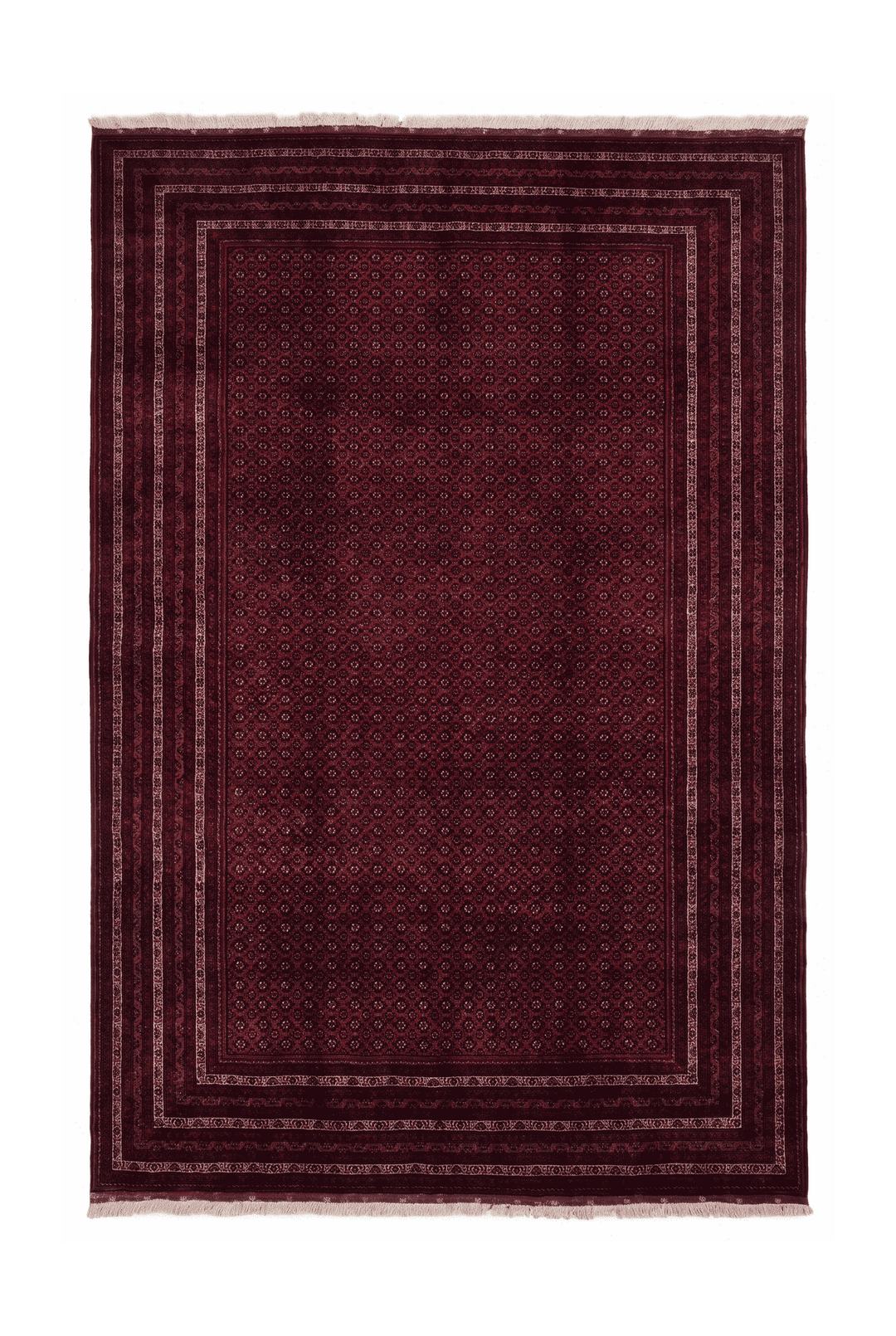Deep burgundy Khoja Roshnai Afghan rug, 198×290cm, about 3 tatami