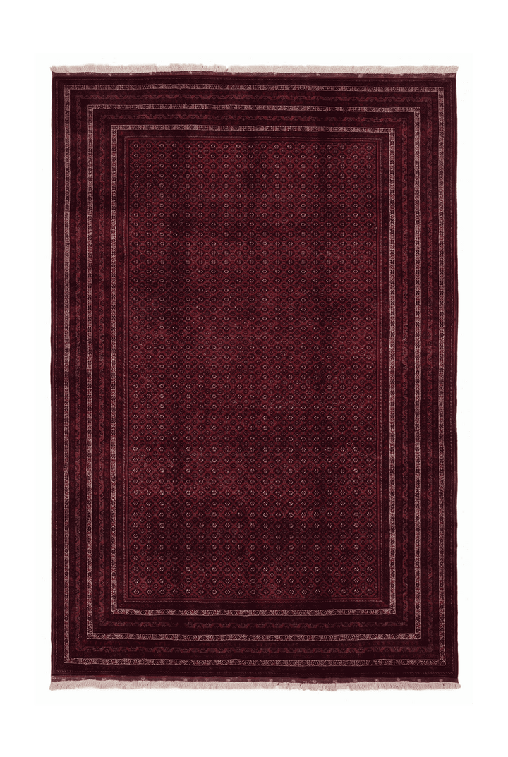 Deep burgundy Khoja Roshnai Afghan rug, 198×290cm, about 3 tatami