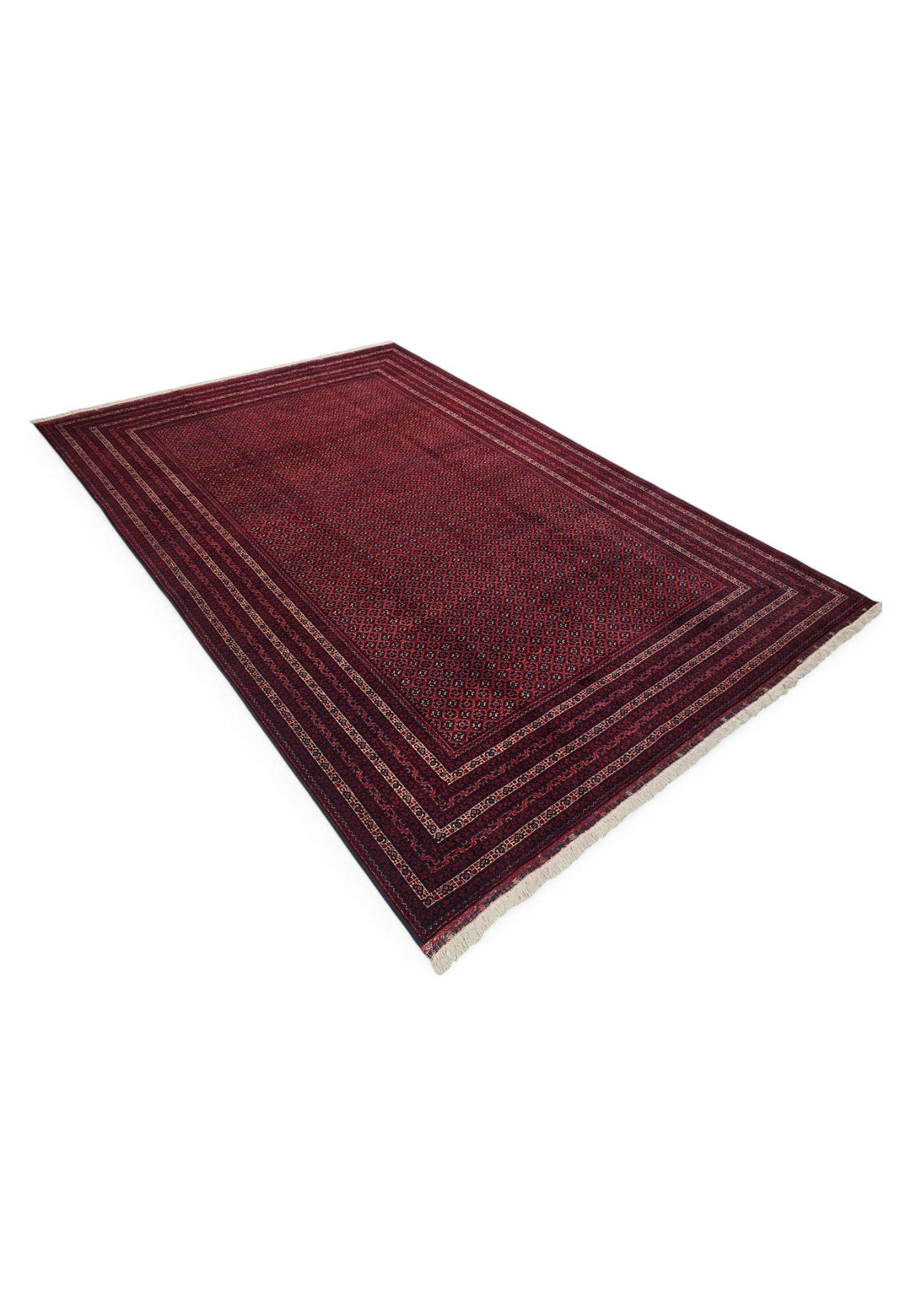 Deep burgundy Khoja Roshnai wool rug 198×290cm, Kunduz Afghanistan