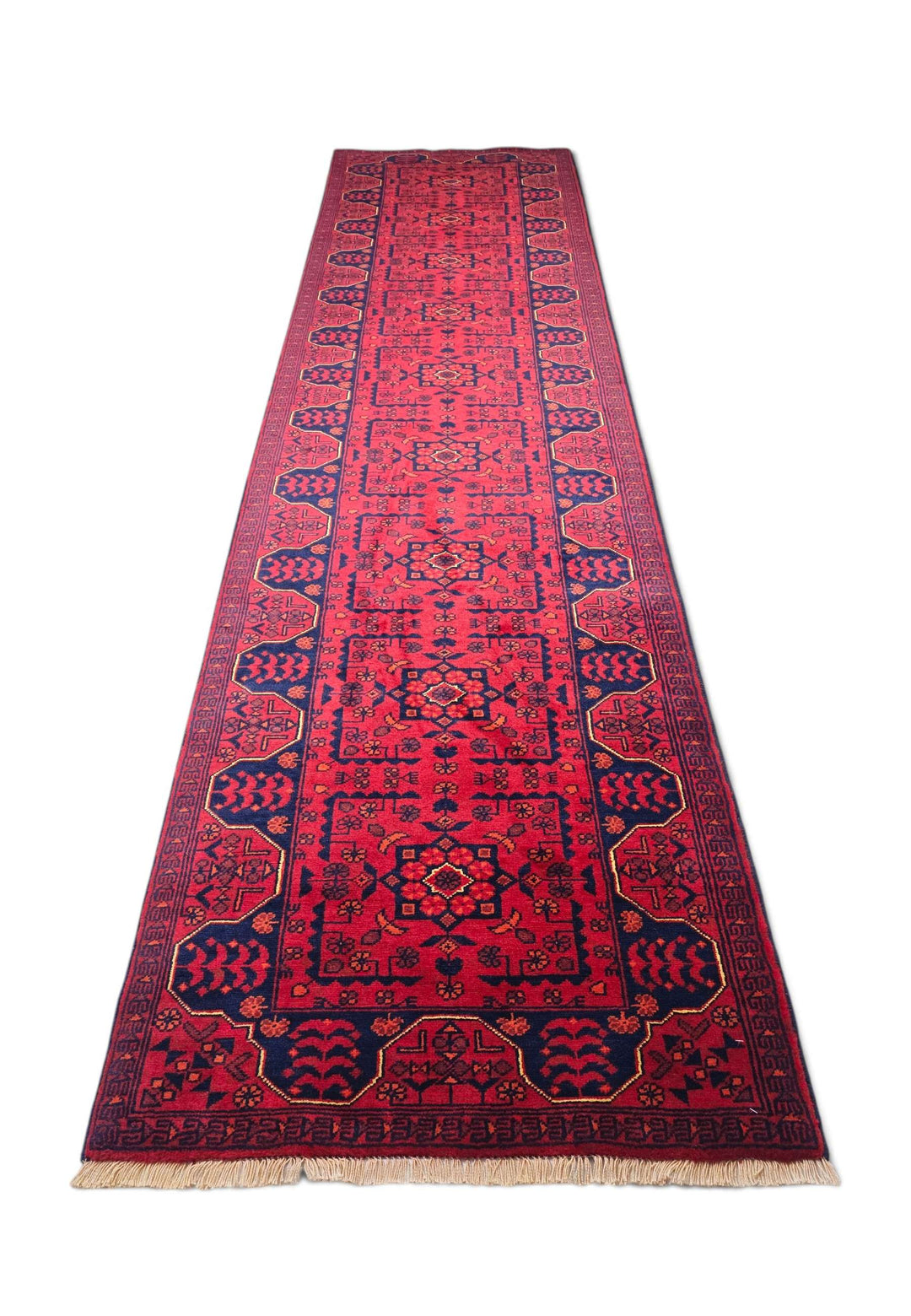 Border detail of cherry red Khal Mohammadi runner