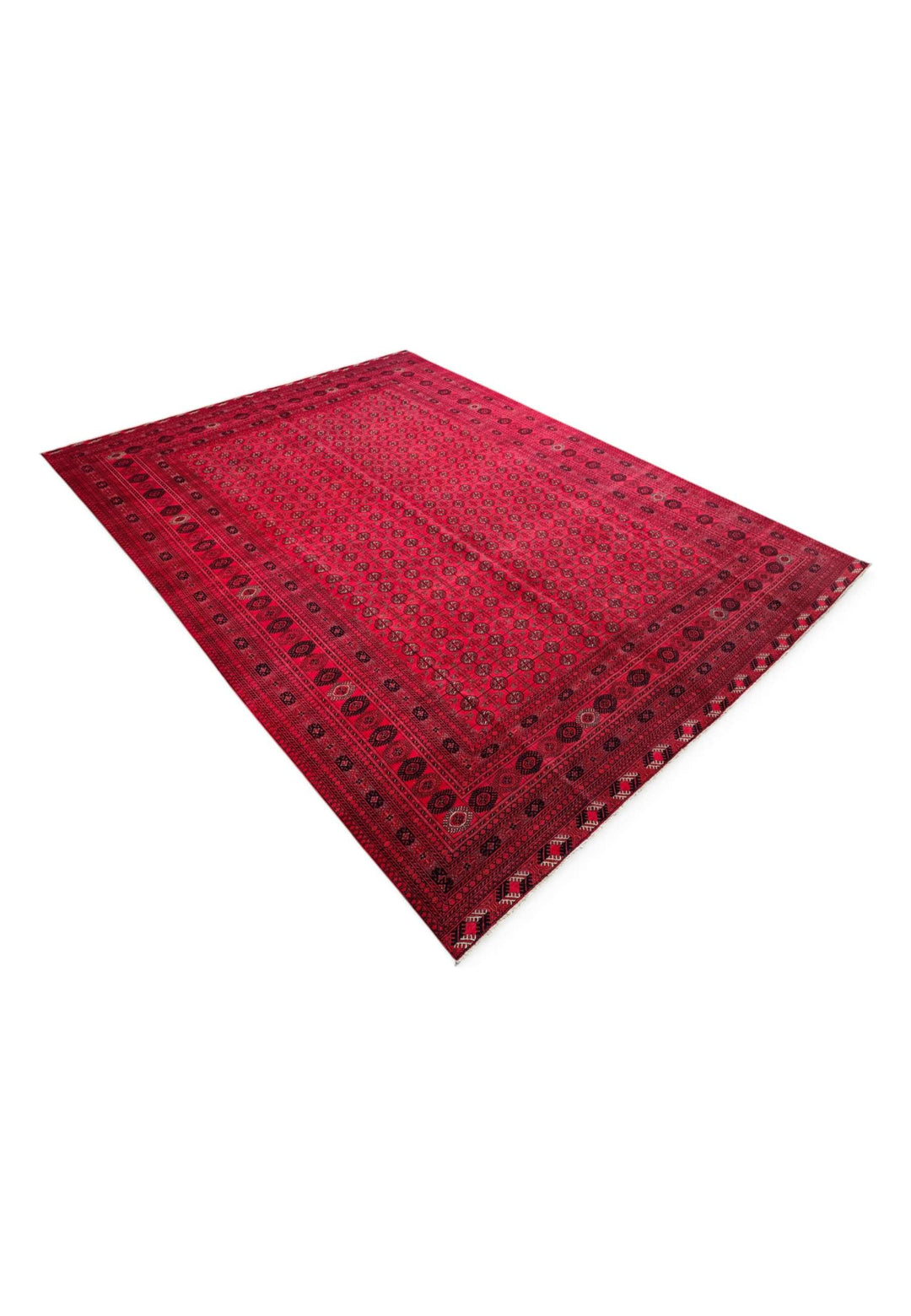 Hand-knotted wool pile of crimson Khal Mohammadi rug