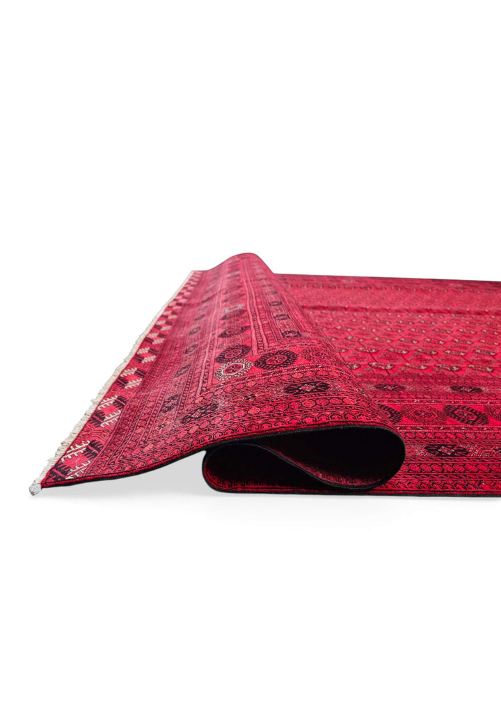 One-of-a-kind crimson Turkmen gül Khal Mohammadi rug