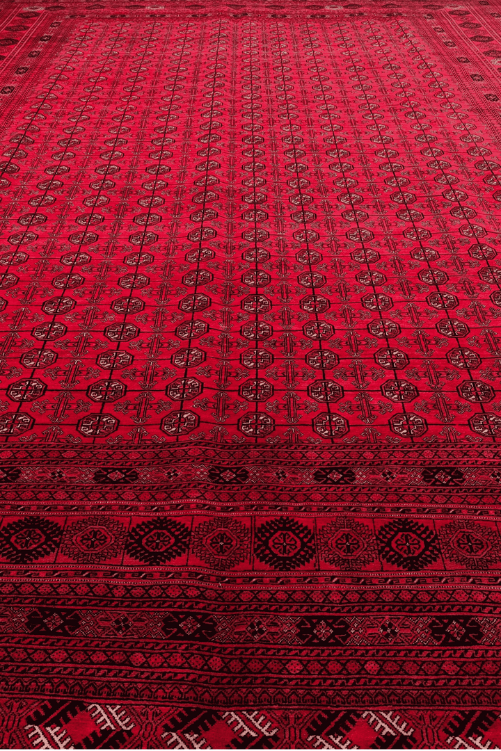 Hand-knotted Khal Mohammadi rug in deep madder red
