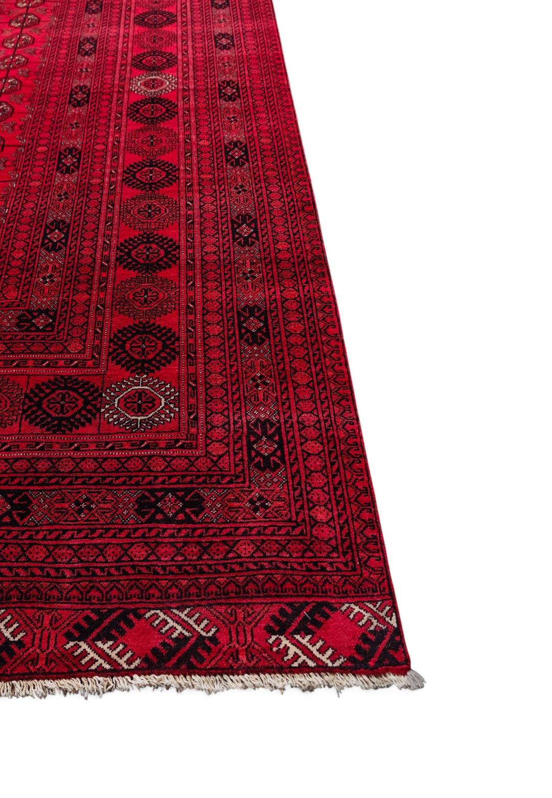 Corner of crimson Khal Mohammadi hand-knotted rug