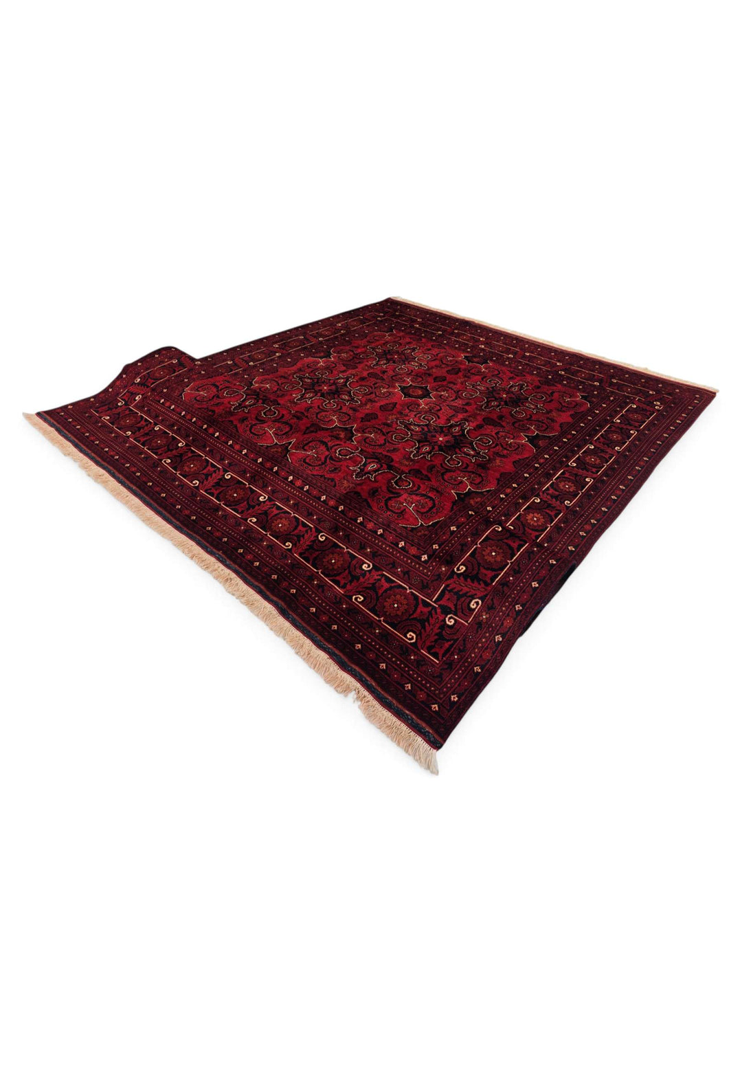 Hand-knotted Khal Mohammadi rug with cartouche panels