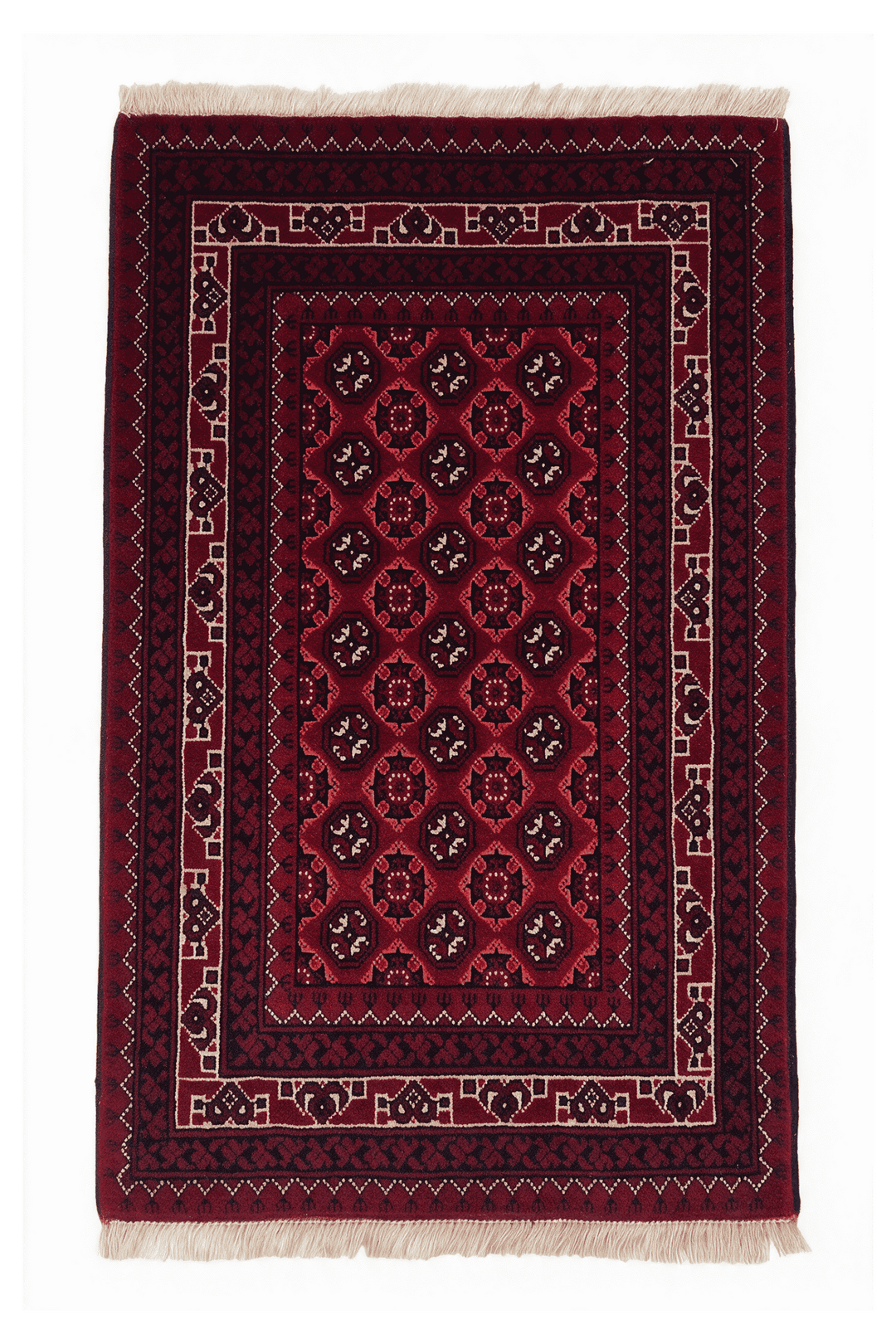 Deep red Turkmen gül Khal Mohammadi rug, 61×97cm, entrance mat