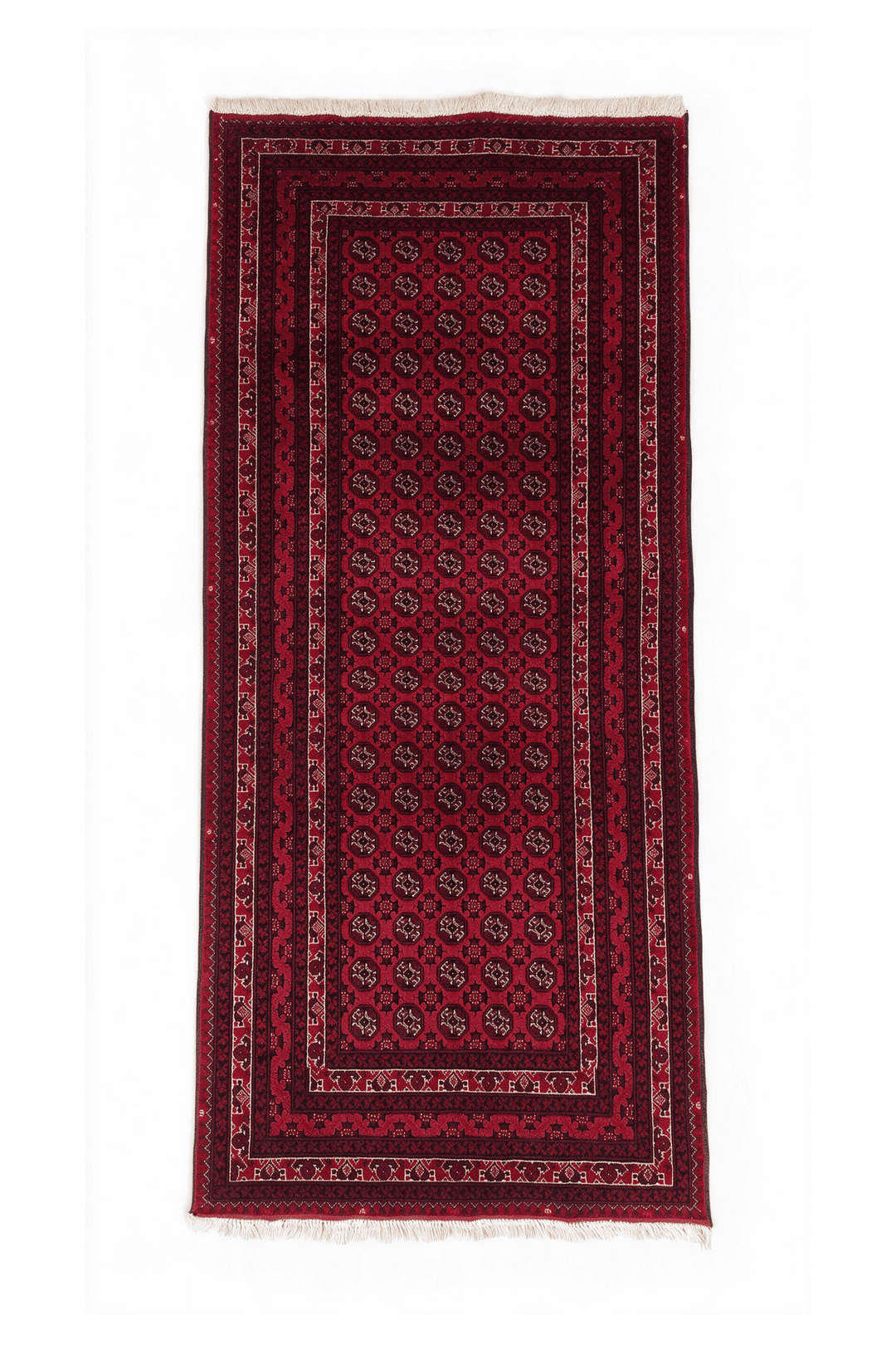 Deep red Turkmen gül Khal Mohammadi rug, 85×187cm, entrance mat