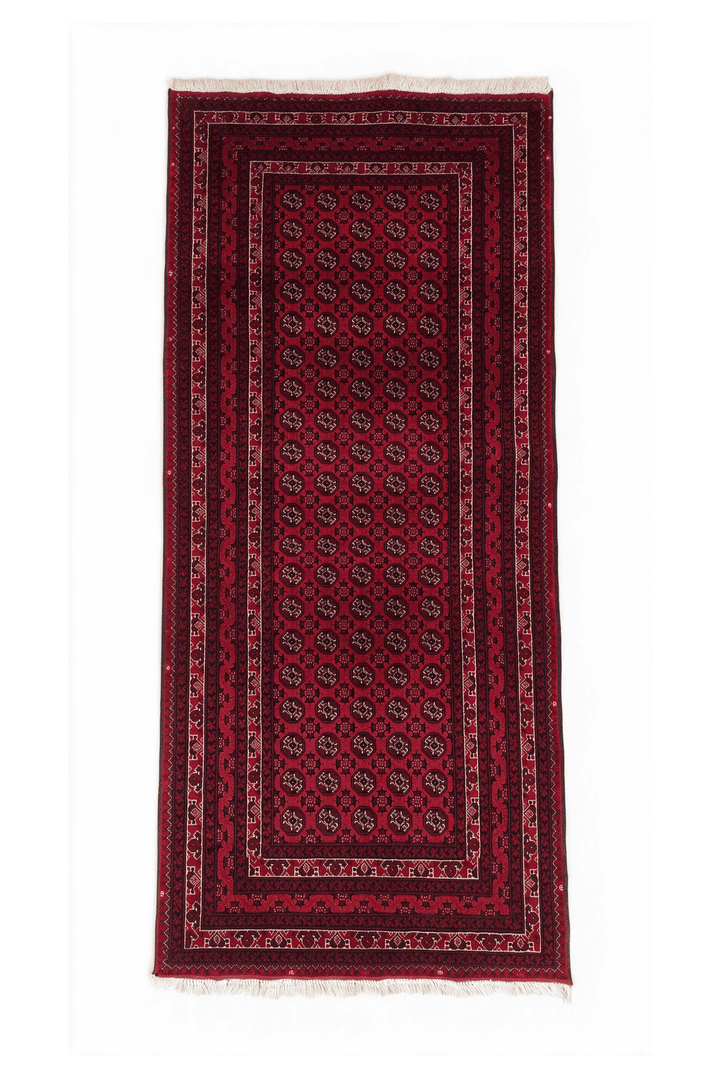 Deep red Turkmen gül Khal Mohammadi rug, 85×187cm, entrance mat