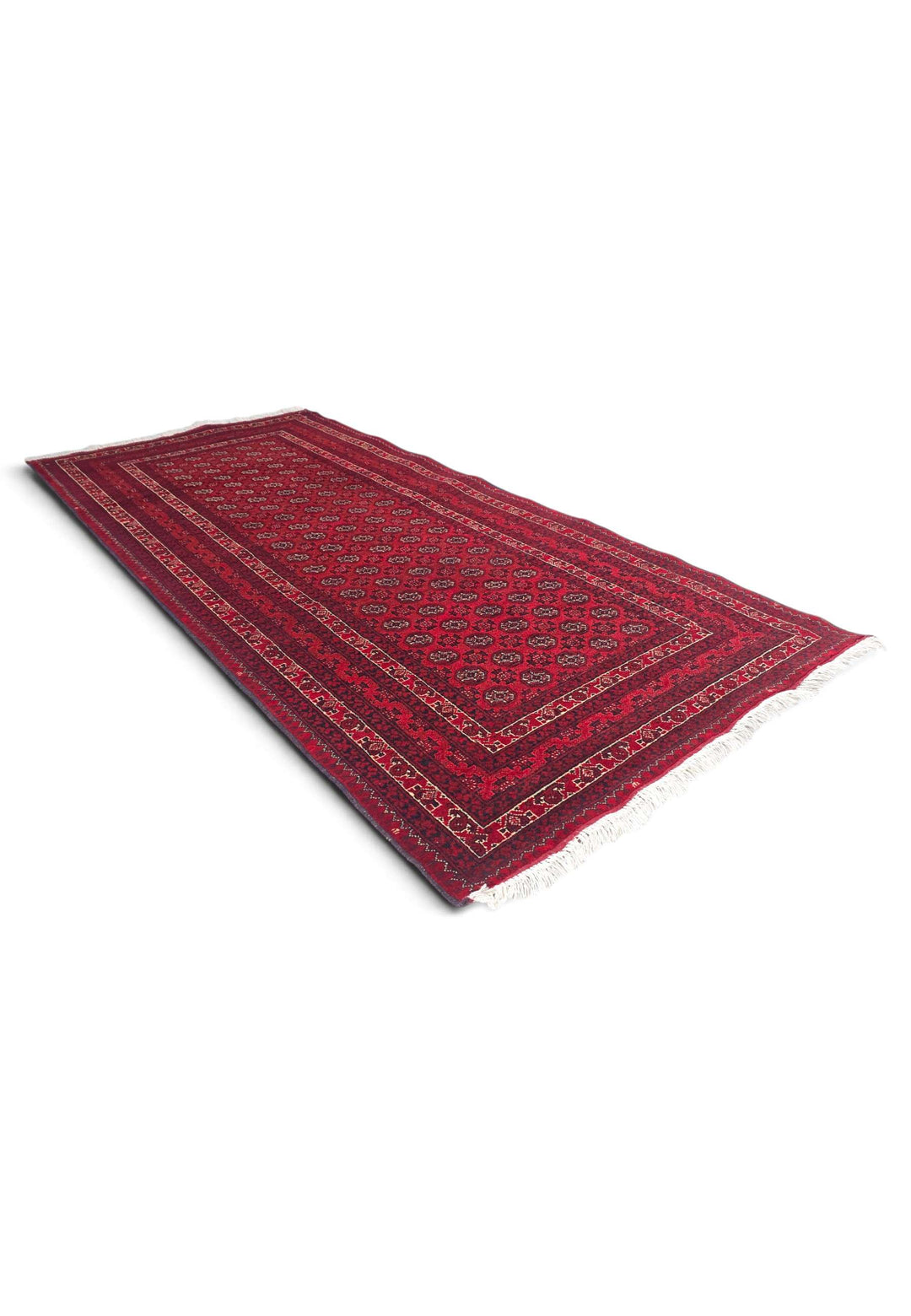 Deep red Turkmen gül rug for an entrance, 85×187cm