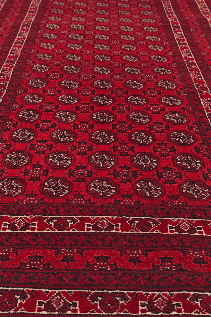 Hand-knotted Khal Mohammadi rug in deep madder red