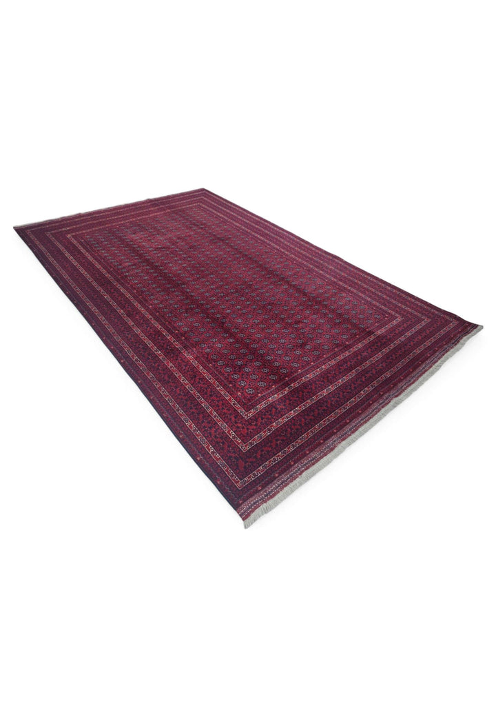 Deep wine Khoja Roshnai wool rug 198×291cm, Kunduz Afghanistan