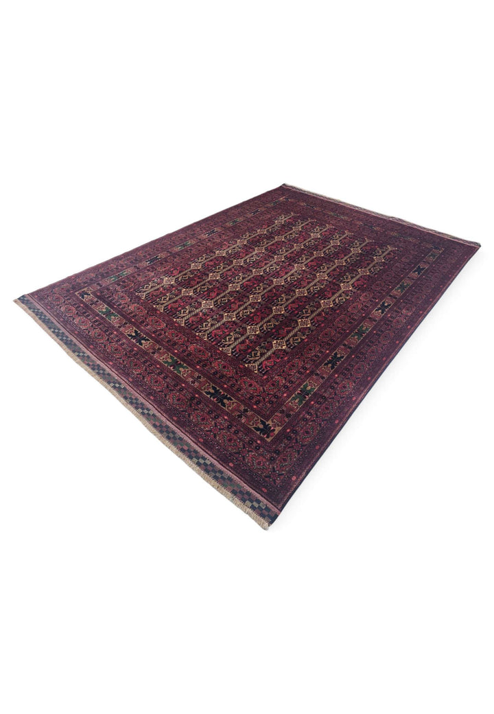 Hand-knotted wool pile of deep wine Khal Mohammadi rug