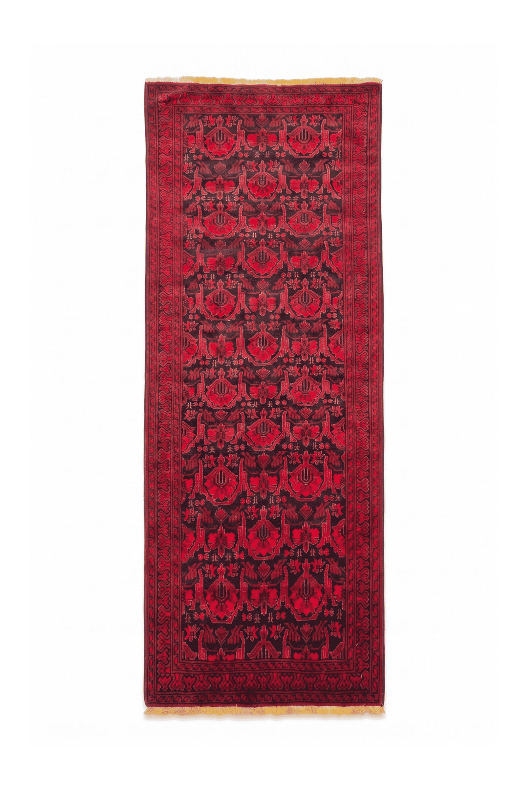 Red and black Khal Mohammadi rug, 76×186cm, entrance mat size