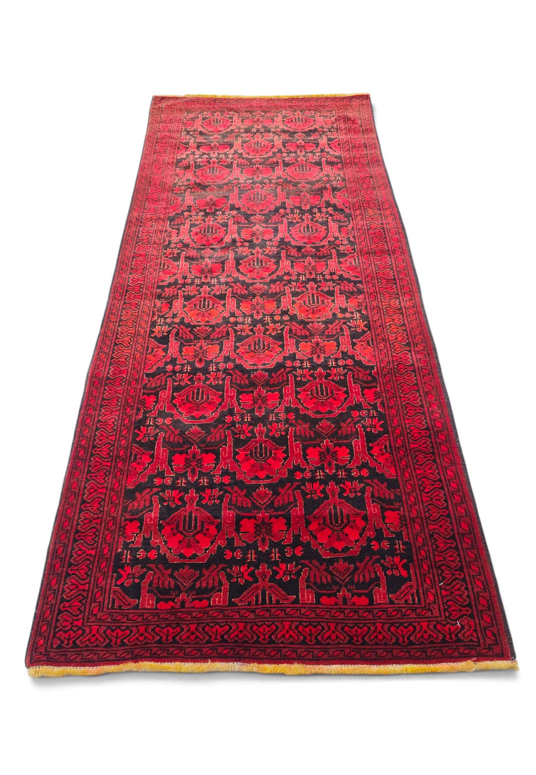 Border detail of red black Khal Mohammadi rug
