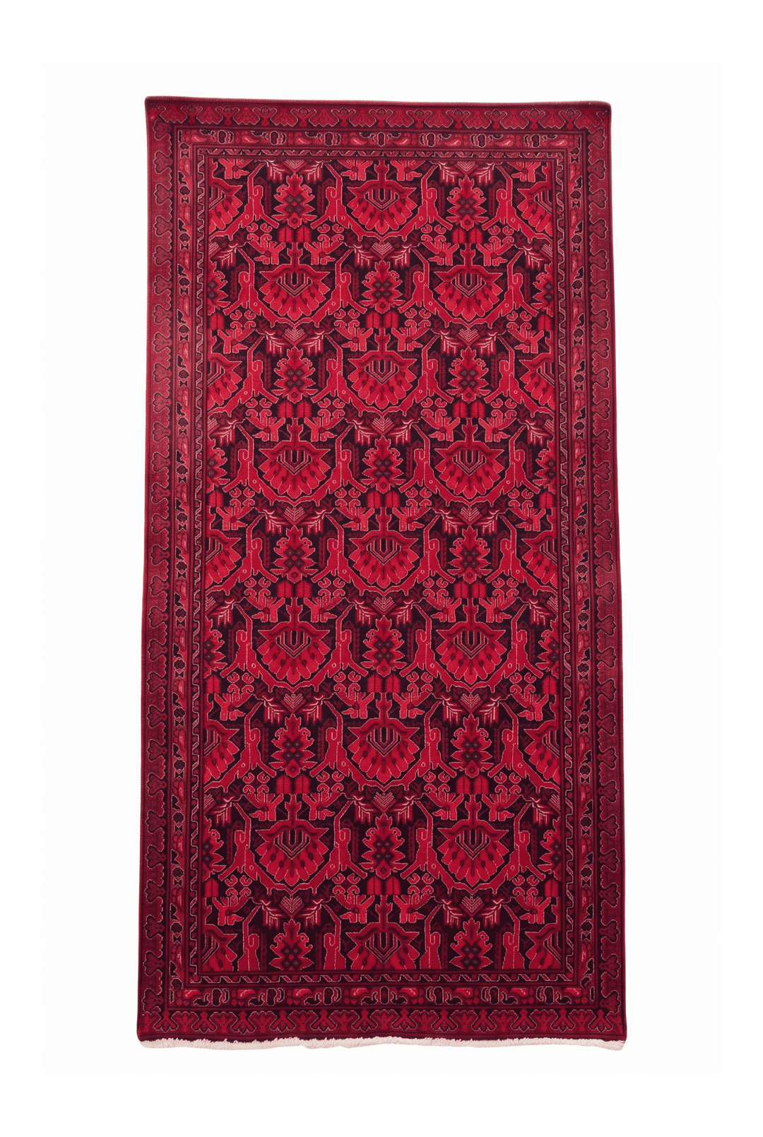 Red and black Khal Mohammadi rug, 78×188cm, entrance mat size