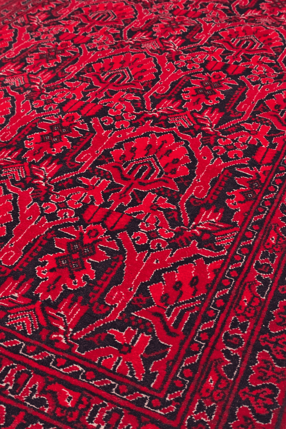 Pattern detail in red and black on Khal Mohammadi rug