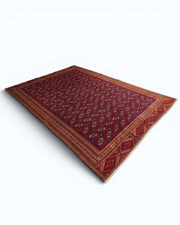 Yomut Turkmen rug in red, hand-knotted Afghan wool