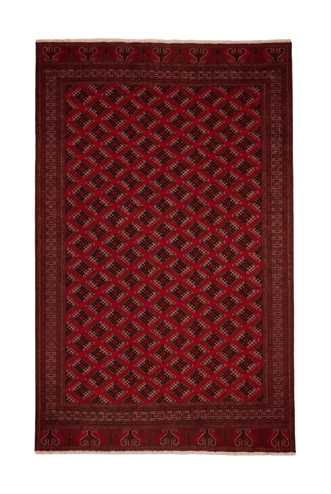 Red Saryk Turkmen Afghan Sherwan rug, hand-knotted wool