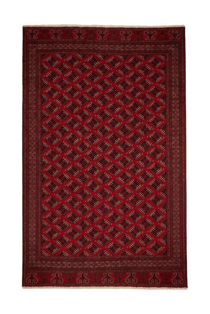 Red Saryk Turkmen Afghan Sherwan rug, hand-knotted wool